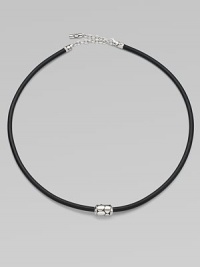 A single strand of rubber is accented with a sterling silver barrel bead.From the Kali CollectionSilverRubberAdjustable, 22 to 24Lobster claspImported
