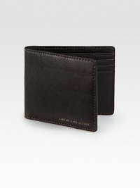 Rich textured leather in a classic folded style.One bill compartmentSix credit card slotsLeather4½W X 3½HImported Rich textured leather in a classic folded style.One bill compartmentSix credit card slotsLeather4½W X 3½HImported