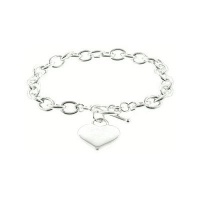 Designer Inspired Silver Heart Charm Toggle Bracelet Links Of Love