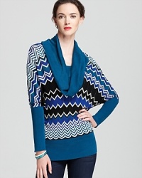 The cool blues and greens in Karen Karen's patterned sweater pair perfectly with your denim collection. The cool blues and greens in Karen Karen's patterned sweater pair perfectly with your denim collection.