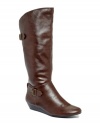 Cold weather isn't looking so bad with the Hoorah boots by Style&co. Their slim silhouette on a stacked wedge heel pairs like a dream with skinny jeans and tights.