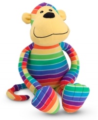 Rainbow stripes give Beeposh Mack Monkey sunny good looks that kids young and old will adore. From the wide smile on his bright yellow face to his long striped tail, this ultra-soft fleece friend has charm in every color. Made of ultra-soft fleece. Rainbow stripes give Beeposh Mack Monkey sunny good looks that kids young and old will adore. From the wide smile on his bright yellow face to his long striped tail, this ultra-soft fleece friend has charm in every color. Made of ultra-soft fleece.
