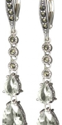 Judith Jack Sterling Silver with Marcasite and Green Amy Dbl Drop Earrings Judith Jack Sterling Silver with Marcasite and Green Amy Dbl Drop Earrings