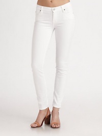 Crisp, clean denim in a super-skinny, flattering cut.THE FITFitted from hips to hem Rise, about 8½ Inseam, about 30 THE DETAILSZip fly Five-pocket style 98% cotton/2% spandex; machine wash Made in USA Crisp, clean denim in a super-skinny, flattering cut.THE FITFitted from hips to hem Rise, about 8½ Inseam, about 30 THE DETAILSZip fly Five-pocket style 98% cotton/2% spandex; machine wash Made in USA