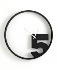 Focus on five o'clock with the Take 5 wall clock from Umbra. An off-center dial and bold black number give it a quirky-fun style perfect for modern spaces. Focus on five o'clock with the Take 5 wall clock from Umbra. An off-center dial and bold black number give it a quirky-fun style perfect for modern spaces.