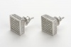 Sterling Silver Cz Micro Pave Cube Square Earring with Screw Backs