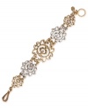 Openwork works in this flex bracelet from Lucky Brand. Crafted from gold- and silver-tone mixed metal, the bracelet's openwork pattern helps set it apart. Approximate length: 7-3/4 inches.