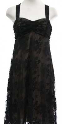 Donna Morgan Black/Nude Lace Sweetheart Neckline Sleeveless A-Line Dress 8 Donna Morgan Black/Nude Lace Sweetheart Neckline Sleeveless A-Line Dress 8