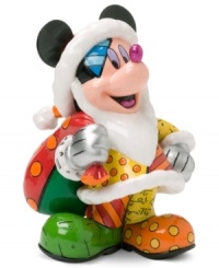 The ever-lovable Mickey Mouse plays the part of Santa with his hat, beard and sack of presents in this decorative figurine. From acclaimed Brazilian artist Romero Britto. The ever-lovable Mickey Mouse plays the part of Santa with his hat, beard and sack of presents in this decorative figurine. From acclaimed Brazilian artist Romero Britto.