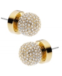 Disco inferno. Michael Kors' sparkling style will reflect the light from every angle. Stud earrings crafted in mixed metal with pave-set Czech accents. Approximate diameter: 1/4 inch. Disco inferno. Michael Kors' sparkling style will reflect the light from every angle. Stud earrings crafted in mixed metal with pave-set Czech accents. Approximate diameter: 1/4 inch.