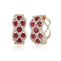 Effy Jewelry Effy® 14K Rose Gold Ruby and Diamond Earring 2.07 Tcw. Effy Jewelry Effy® 14K Rose Gold Ruby and Diamond Earring 2.07 Tcw.