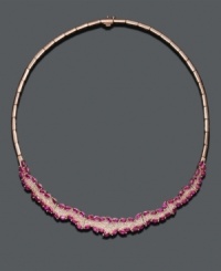Spice things up with this red hot ruby necklace. Featuring a 14k rose gold setting, this necklace from the Effy Collection features marquise-cut ruby (12-1/4 ct. t.w.) and round-cut diamond (1-1/2 ct. t.w.). Approximate length: 16 inches. Spice things up with this red hot ruby necklace. Featuring a 14k rose gold setting, this necklace from the Effy Collection features marquise-cut ruby (12-1/4 ct. t.w.) and round-cut diamond (1-1/2 ct. t.w.). Approximate length: 16 inches.
