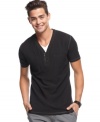 Double down on style with this v-neck with zip detail from Bar III.