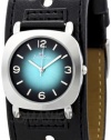 Zou Zou Blue and Black Dial Black Faux Leather Cuff Strap Ladies Watch ZRT6017