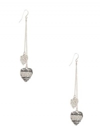 GUESS Graffiti Logo Heart Earrings, SILVER