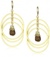 Rachel Reinhardt Nicole Textured Gold Hoop and Wood Drop Earrings Rachel Reinhardt Nicole Textured Gold Hoop and Wood Drop Earrings