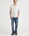 Subtle print pattern adds a refreshing update to any casual basics, handsomely tailored in luxurious silk with patch pocket at the chest.ButtonfrontChest patch pocketSilkDry cleanImported
