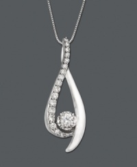 As fluid as liquid, this smooth pendant has all the right curves. Necklace features round-cut diamond (1/4 ct. t.w.) in a 14k white gold setting. Approximate length: 18 inches. Approximate drop: 1 inch. As fluid as liquid, this smooth pendant has all the right curves. Necklace features round-cut diamond (1/4 ct. t.w.) in a 14k white gold setting. Approximate length: 18 inches. Approximate drop: 1 inch.