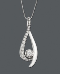 As fluid as liquid, this smooth pendant has all the right curves. Necklace features round-cut diamond (1/4 ct. t.w.) in a 14k white gold setting. Approximate length: 18 inches. Approximate drop: 1 inch.