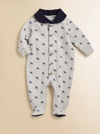 An essential footed coverall is rendered in soft fleece with a cozy club collar and a heritage-inspired caribou print for extra warmth and style.Club collarLong sleevesButton-frontBottom snapsCottonMachine washImported Please note: Number of buttons/snaps may vary depending on size ordered. An essential footed coverall is rendered in soft fleece with a cozy club collar and a heritage-inspired caribou print for extra warmth and style.Club collarLong sleevesButton-frontBottom snapsCottonMachine washImported Please note: Number of buttons/snaps may vary depending on size ordered.