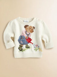 An adorable crewneck sweater in hearty flat-knit cotton is accented with an adorable intarsia-knit bear.CrewneckLong sleeves with rolled ribbed cuffsRibbed neckline, cuffs and hemCottonMachine washImported An adorable crewneck sweater in hearty flat-knit cotton is accented with an adorable intarsia-knit bear.CrewneckLong sleeves with rolled ribbed cuffsRibbed neckline, cuffs and hemCottonMachine washImported