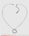 GUESS Open Pave Heart Necklace, SILVER