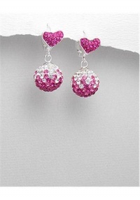 love-heart earrings decorated with crystal glass In 92.5 Sterling Silver Earrings