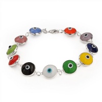 Bling Jewelry 10mm Multi Color Sterling Silver Evil Eye Bracelet