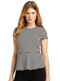 THE LOOKStriped designRoundneckShort sleevesBust dartsPeplumBack zip closureTHE FITAbout 24 from shoulder to hemTHE MATERIALPolyester/rayon/spandexCARE & ORIGINMachine washImportedModel shown is 5'10 (177cm) wearing US size Small.This item was originally available for purchase at Saks Fifth Avenue OFF 5TH stores. THE LOOKStriped designRoundneckShort sleevesBust dartsPeplumBack zip closureTHE FITAbout 24 from shoulder to hemTHE MATERIALPolyester/rayon/spandexCARE & ORIGINMachine washImportedModel shown is 5'10 (177cm) wearing US size Small.This item was originally available for purchase at Saks Fifth Avenue OFF 5TH stores.