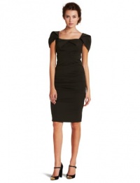 Nicole Miller Women's Stretch Twill Puff Sleeve Dress, Hunter, 2 Nicole Miller Women's Stretch Twill Puff Sleeve Dress, Hunter, 2