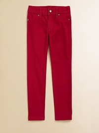 Ultra-sleek with a hint of stretch in a slim-fitting silhouette with authentic jean-style detailing in a bold hue.Front button closureWaistband with belt loopsZip flyFront slash pocketsBack patch pockets98% cotton/2% spandexMachine washImported Ultra-sleek with a hint of stretch in a slim-fitting silhouette with authentic jean-style detailing in a bold hue.Front button closureWaistband with belt loopsZip flyFront slash pocketsBack patch pockets98% cotton/2% spandexMachine washImported