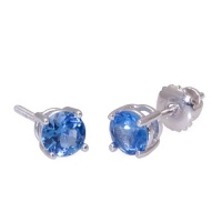 Virgo: 5mm Created Ceylon Sapphire Screw Back Stud Post Earrings 925 Sterling Silver, 1.0 carats