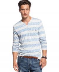 Straighten out your summer look with this striped long-sleeved shirt from INC International Concepts. Straighten out your summer look with this striped long-sleeved shirt from INC International Concepts.