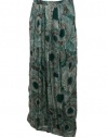 Antik Batik Womens Printed Silk Chiffon Pleated Maxi Skirt