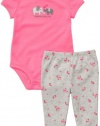 Carter's Girls Pink Mommy Loves Me Elephant Bodysuit and Floral Pants (12 months)