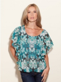 GUESS Dahlia Short-Sleeve Top - Vertigo, AZURE MULTI (MEDIUM) GUESS Dahlia Short-Sleeve Top - Vertigo, AZURE MULTI (MEDIUM)