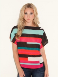 GUESS Judy Short-Sleeve Top, AZURE MULTI (MEDIUM) GUESS Judy Short-Sleeve Top, AZURE MULTI (MEDIUM)