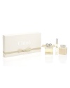 Chloé's newly unveiled signature scent captures the creative, confident individuality of the Chloé woman. A fresh and feminine fragrance with an utterly innate sense of chic. Set includes 2.5 oz. Eau de Parfum Spray, 3.4 oz. Body Lotion, and 0.2 oz. Rollerball.