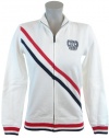 Tommy Hilfiger Womens Full Zip Track Jacket Sweatshirt - M - White/navy/red