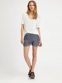 Striped, vintage-inspired French Terry shorts have an elastic waistband that provides a tailored fit. Elastic waistbandInseam, about 3CottonHand washImportedModel shown is 5'9 (175cm) wearing US size Small. Striped, vintage-inspired French Terry shorts have an elastic waistband that provides a tailored fit. Elastic waistbandInseam, about 3CottonHand washImportedModel shown is 5'9 (175cm) wearing US size Small.
