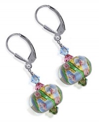 SCER123 Sterling Silver 13mm Majestic Blown Glass Crystal Earrings Made with Swarovski Elements SCER123 Sterling Silver 13mm Majestic Blown Glass Crystal Earrings Made with Swarovski Elements