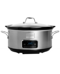 Forget space issues-this 7-qt. slow cooker has an attractive and innovative design that makes the most of your countertop. Ready to conquer every meal from small to large, this programmable kitchen helper wows with an easy-to-use timer, 6 one-touch options-from buffet to soup- and a 3-hour auto keep warm feature. 1-year warranty. Model FPCP07D7MS. Forget space issues-this 7-qt. slow cooker has an attractive and innovative design that makes the most of your countertop. Ready to conquer every meal from small to large, this programmable kitchen helper wows with an easy-to-use timer, 6 one-touch options-from buffet to soup- and a 3-hour auto keep warm feature. 1-year warranty. Model FPCP07D7MS.