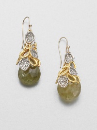 From the Elements Siyabona Collection. Faceted drop of gold garnet capped in a goldtone and rhodium-plated petal design accented in sparkling Swarovski crystals. Goldtone and rhodium-platedSwarovski crystalsGold garnetDrop, about 214k gold filled French wire backMade in USA From the Elements Siyabona Collection. Faceted drop of gold garnet capped in a goldtone and rhodium-plated petal design accented in sparkling Swarovski crystals. Goldtone and rhodium-platedSwarovski crystalsGold garnetDrop, about 214k gold filled French wire backMade in USA