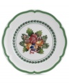 Dress up French Garden dinnerware for the holidays with the festively adorned French Garden Noel accent plate from Villeroy & Boch. A scalloped edge and delicate holly trim complete a beautiful Christmastime table.