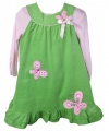 Rare Editions Toddler Girls Sage Green Butterfly Corduroy Jumper-3 Toddler