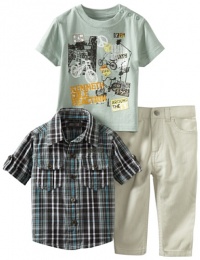 Kenneth Cole Baby-Boys Infant Plaid Shirt with Tee and Jean, Assorted, 12 Months Kenneth Cole Baby-Boys Infant Plaid Shirt with Tee and Jean, Assorted, 12 Months