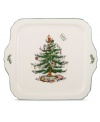 With an historic pattern starring the most cherished symbol of the season, the square Christmas Tree collection of serving trays from Spode serveware is a festive gift to holiday dining. A full evergreen tree with baubles, tinsel and perfectly wrapped packages sets the table for celebration.