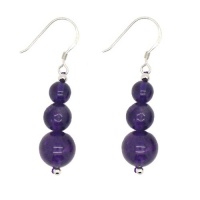 Sterling Silver Amethyst Graduated Dangle Journey Earrings Sterling Silver Amethyst Graduated Dangle Journey Earrings