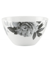Subdued in shades of gray, the vivacious florals of Moonlit Garden dinnerware adorn this sleek white all-purpose bowl with modern romance. In durable Lenox porcelain. Subdued in shades of gray, the vivacious florals of Moonlit Garden dinnerware adorn this sleek white all-purpose bowl with modern romance. In durable Lenox porcelain.