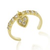 18k Gold over Silver CZ Dangling Heart Toe Ring